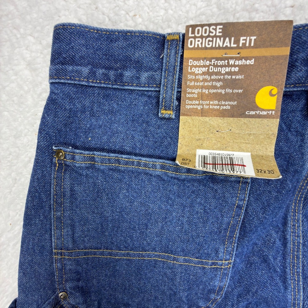 Carhartt Double Front Washed Logger Dungaree Jeans B73 DST Darkstone 32x30 NWT
